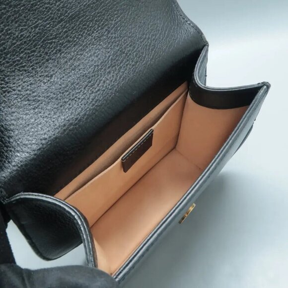 100% Authentic GUCCI Totem  Black Leather Shoulder Bag 1022-12524 - Picture 9 of 12